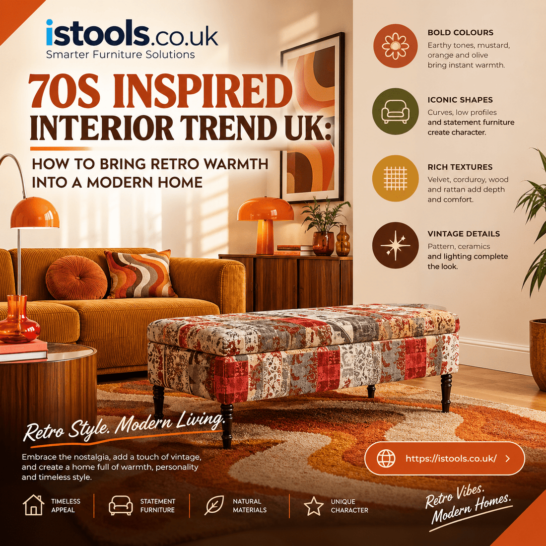70S INSPIRED INTERIOR TREND UK: HOW TO BRING RETRO WARMTH INTO A MODERN HOME - ISTOOLS