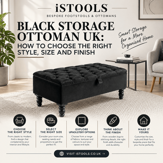 BLACK STORAGE OTTOMAN UK: HOW TO CHOOSE THE RIGHT STYLE, SIZE AND FINISH - ISTOOLS