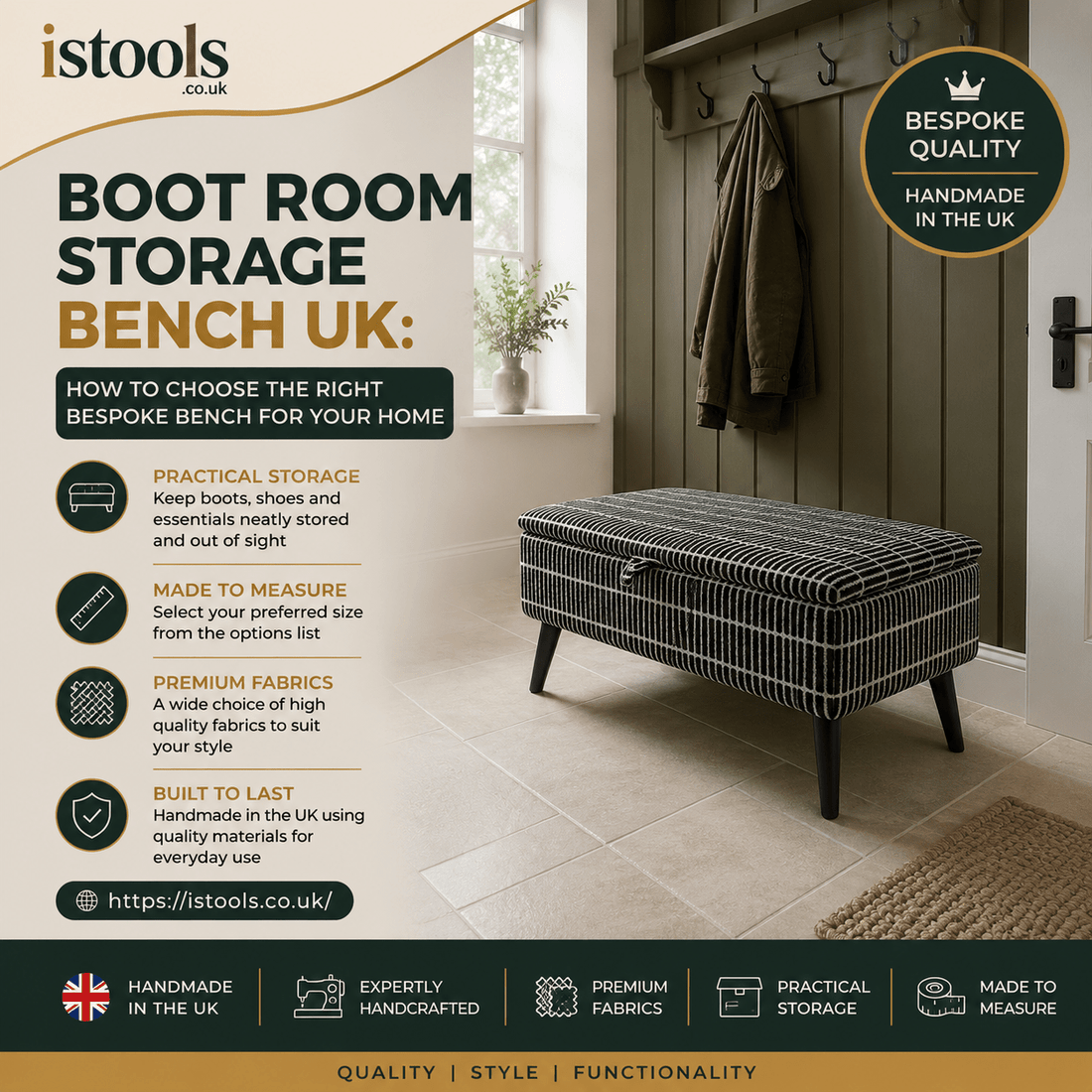 BOOT ROOM STORAGE BENCH UK: HOW TO CHOOSE THE RIGHT BESPOKE BENCH FOR YOUR HOME - ISTOOLS