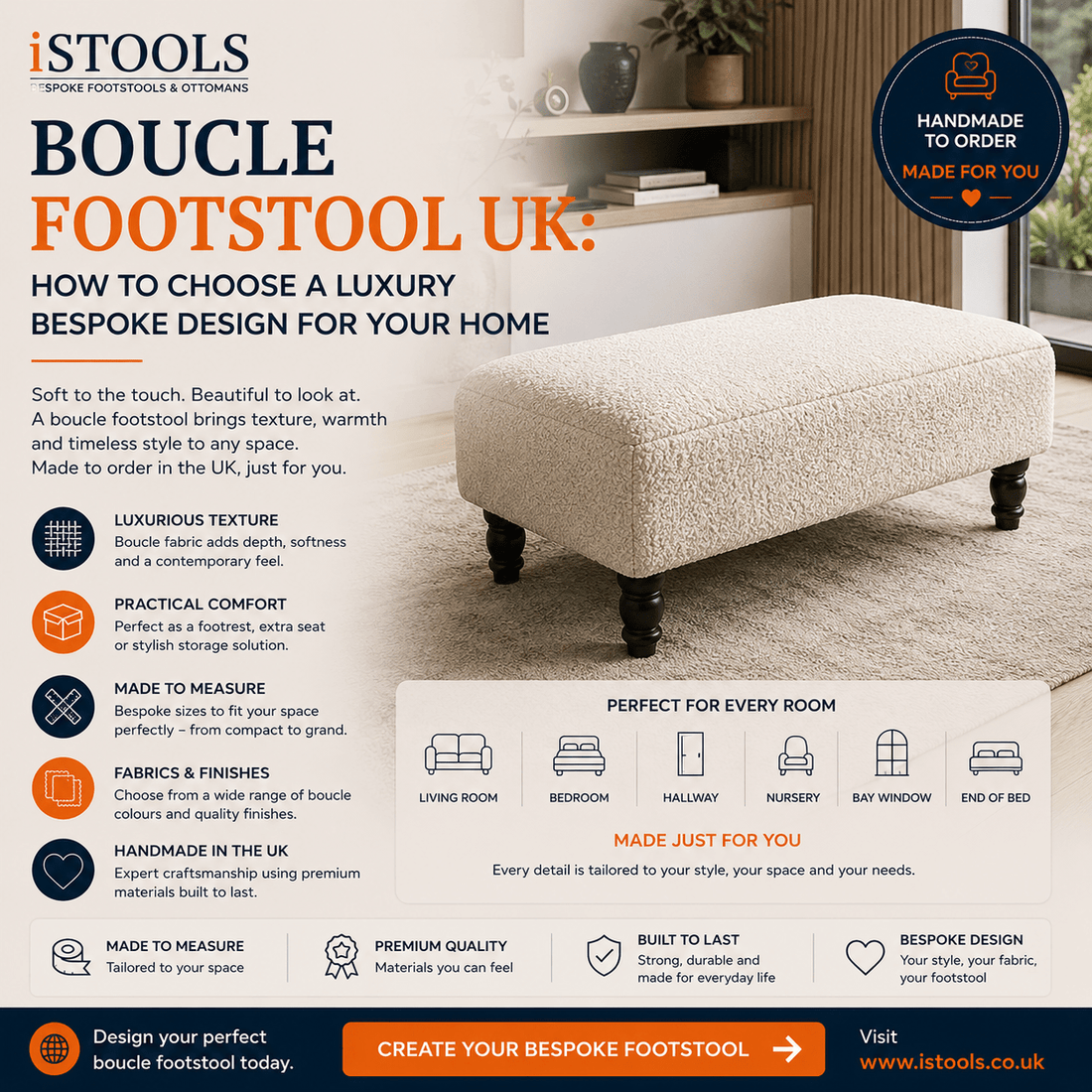 BOUCLE FOOTSTOOL UK: HOW TO CHOOSE A LUXURY BESPOKE DESIGN FOR YOUR HOME - ISTOOLS