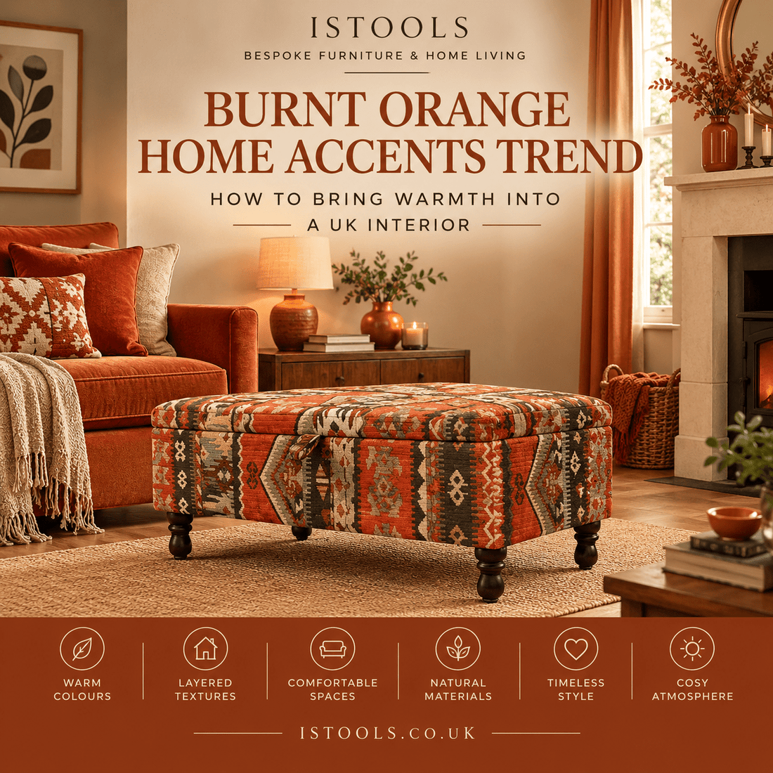 BURNT ORANGE HOME ACCENTS TREND: HOW TO BRING WARMTH INTO A UK INTERIOR - ISTOOLS