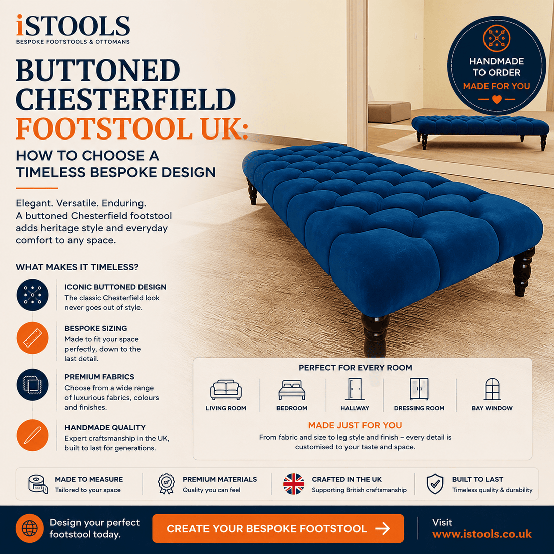 BUTTONED CHESTERFIELD FOOTSTOOL UK: HOW TO CHOOSE A TIMELESS BESPOKE DESIGN - ISTOOLS