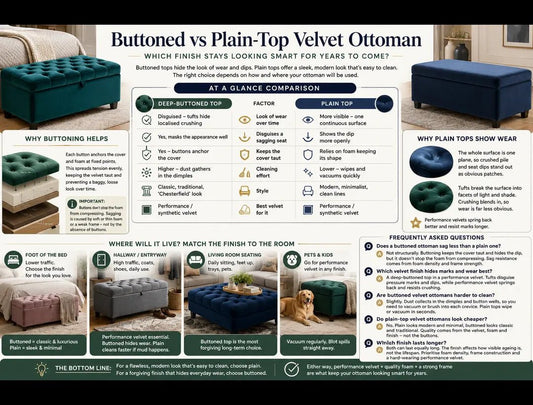 Buttoned vs Plain-Top Velvet Ottoman: Which Hides Wear? - ISTOOLS