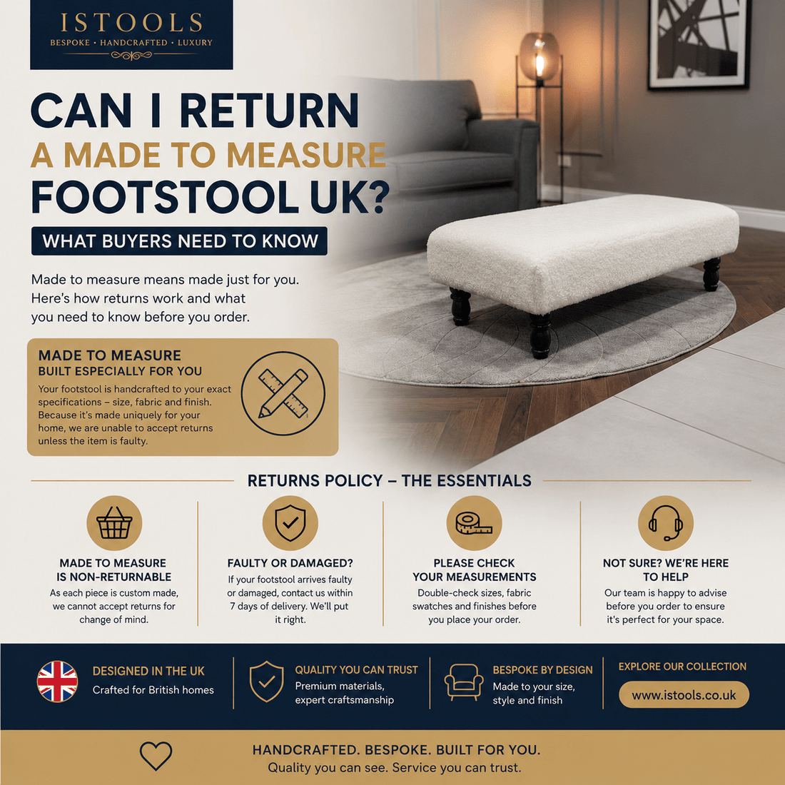 CAN I RETURN A MADE TO MEASURE FOOTSTOOL UK? WHAT BUYERS NEED TO KNOW - ISTOOLS