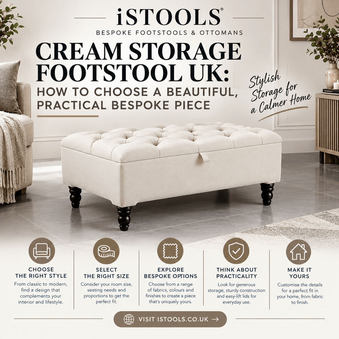 CREAM STORAGE FOOTSTOOL UK: HOW TO CHOOSE A BEAUTIFUL, PRACTICAL BESPOKE PIECE - ISTOOLS