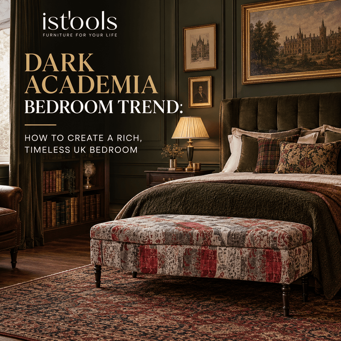 DARK ACADEMIA BEDROOM TREND: HOW TO CREATE A RICH, TIMELESS UK BEDROOM - ISTOOLS