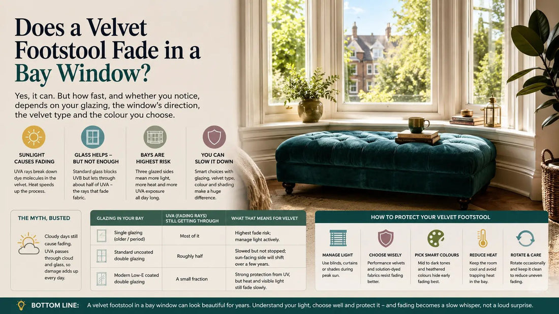 Does a Velvet Ottoman in a Sunny Bay Window Fade? - ISTOOLS