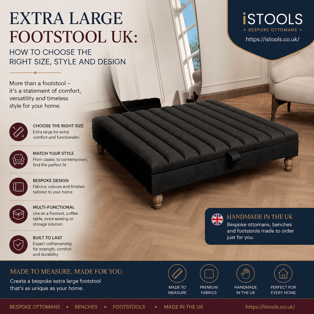 EXTRA LARGE FOOTSTOOL UK: HOW TO CHOOSE THE RIGHT SIZE, STYLE AND DESIGN - ISTOOLS