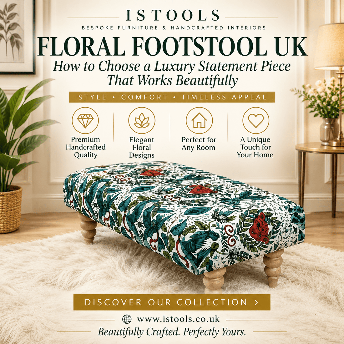 FLORAL FOOTSTOOL UK: HOW TO CHOOSE A LUXURY STATEMENT PIECE THAT WORKS BEAUTIFULLY - ISTOOLS