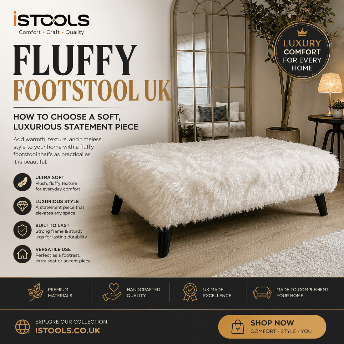FLUFFY FOOTSTOOL UK: HOW TO CHOOSE A SOFT, LUXURIOUS STATEMENT PIECE - ISTOOLS