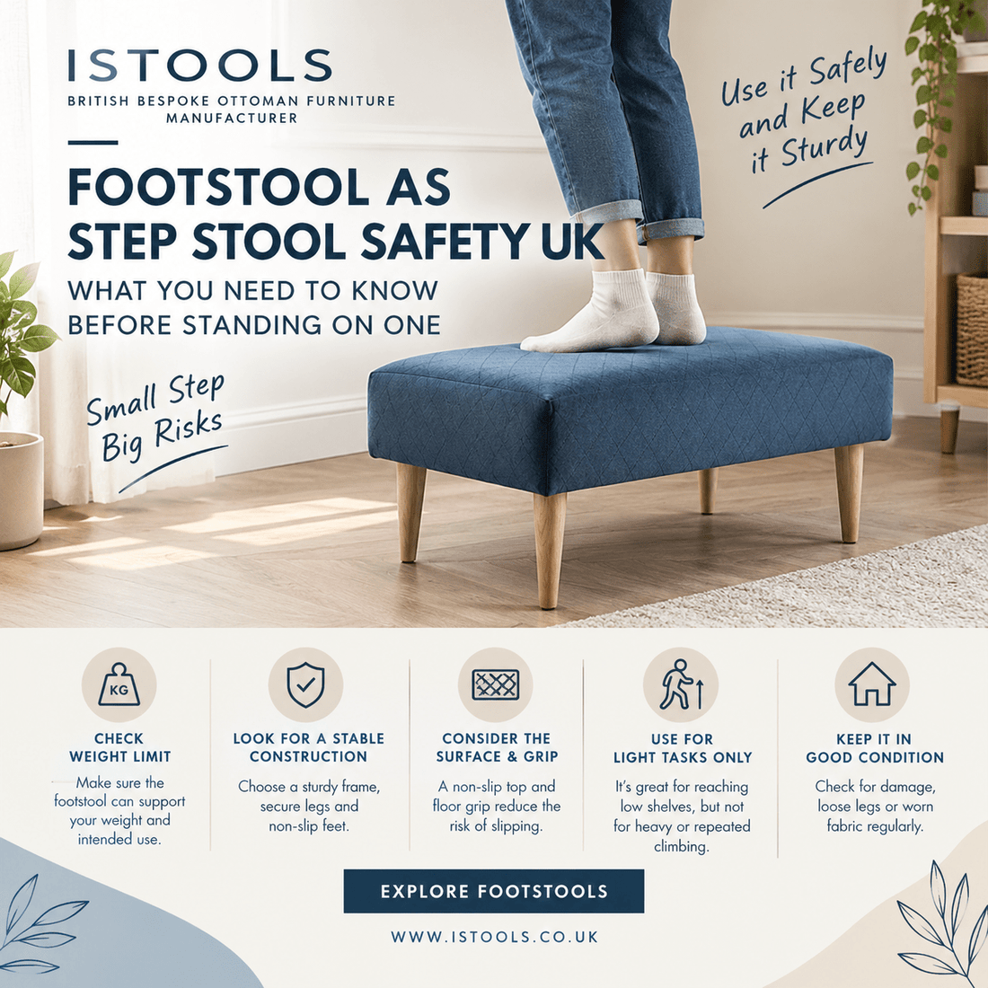 FOOTSTOOL AS STEP STOOL SAFETY UK: WHAT YOU NEED TO KNOW BEFORE STANDING ON ONE - ISTOOLS