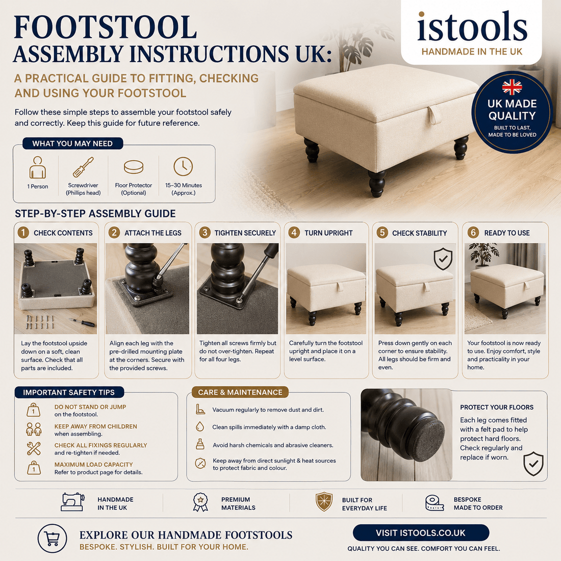 FOOTSTOOL ASSEMBLY INSTRUCTIONS UK: A PRACTICAL GUIDE TO FITTING, CHECKING AND USING YOUR FOOTSTOOL - ISTOOLS