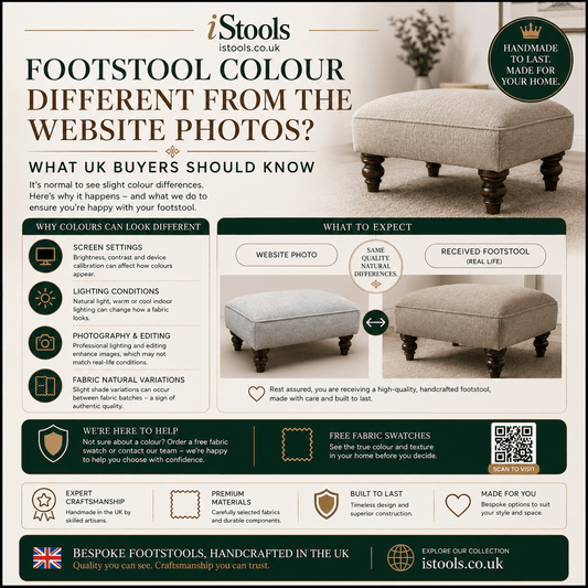 FOOTSTOOL COLOUR DIFFERENT FROM THE WEBSITE PHOTOS? WHAT UK BUYERS SHOULD KNOW - ISTOOLS