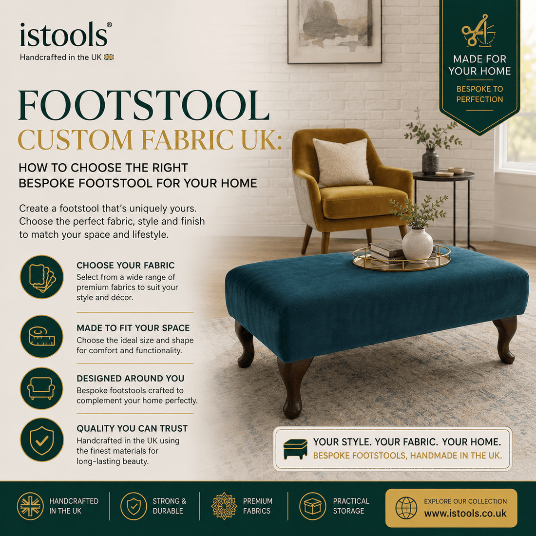 FOOTSTOOL CUSTOM FABRIC UK: HOW TO CHOOSE THE RIGHT BESPOKE FOOTSTOOL FOR YOUR HOME - ISTOOLS