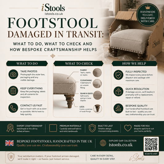 FOOTSTOOL DAMAGED IN TRANSIT: WHAT TO DO, WHAT TO CHECK AND HOW BESPOKE CRAFTSMANSHIP HELPS - ISTOOLS