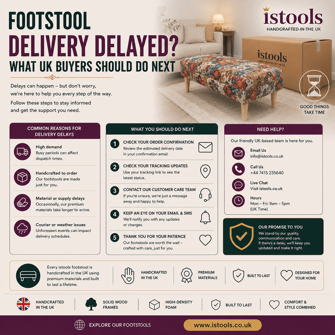 FOOTSTOOL DELIVERY DELAYED? WHAT UK BUYERS SHOULD DO NEXT - ISTOOLS