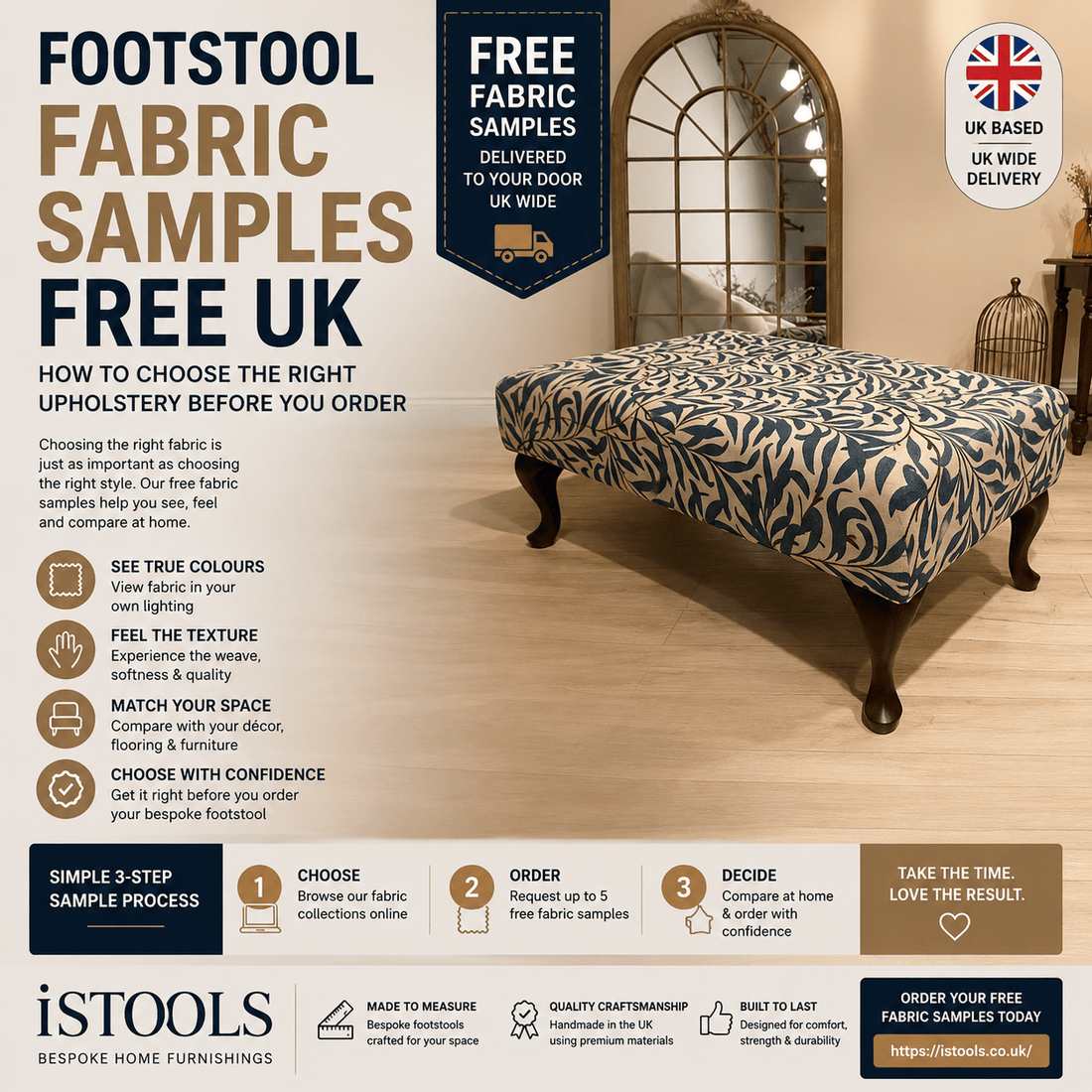 FOOTSTOOL FABRIC SAMPLES FREE UK: HOW TO CHOOSE THE RIGHT UPHOLSTERY BEFORE YOU ORDER - ISTOOLS
