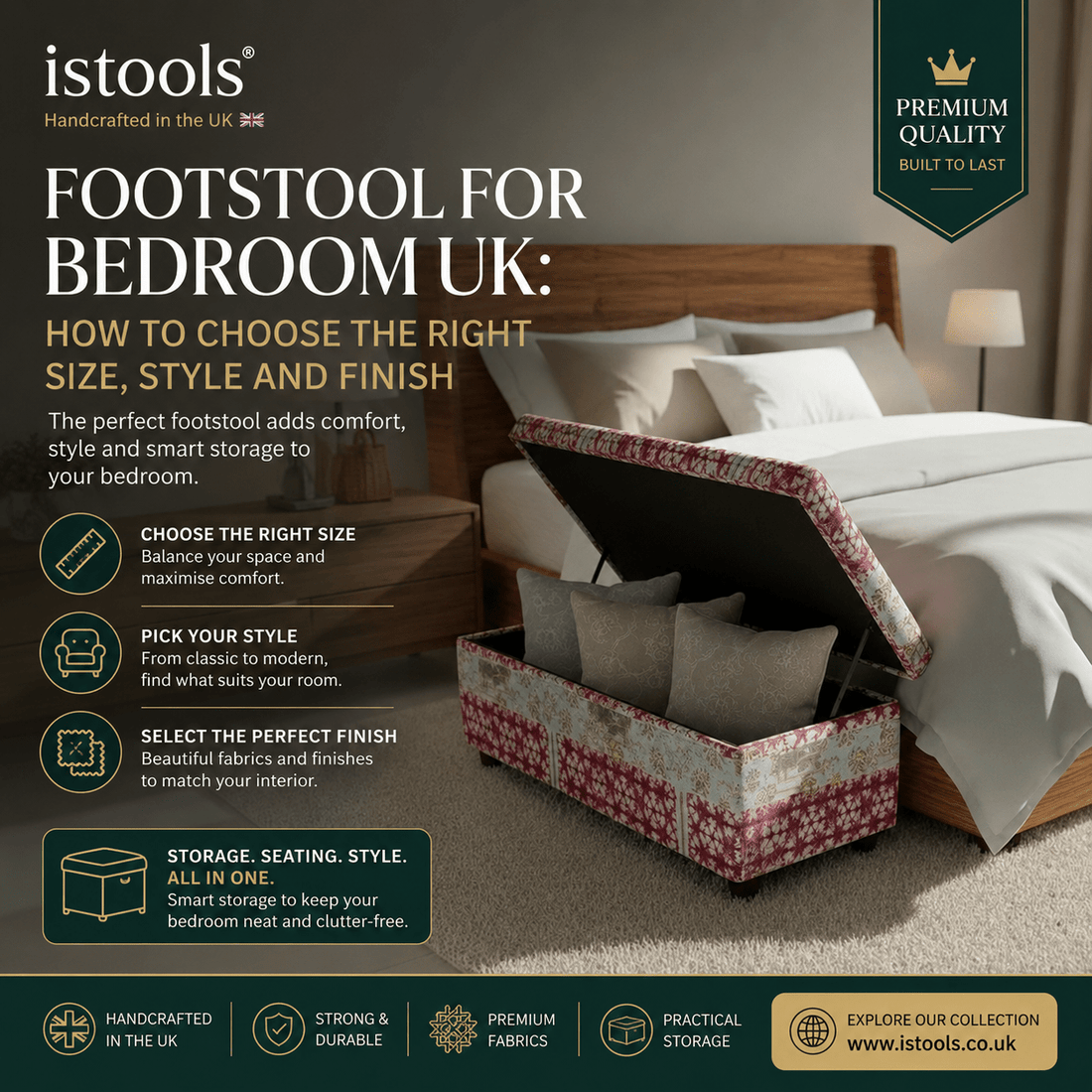 FOOTSTOOL FOR BEDROOM UK: HOW TO CHOOSE THE RIGHT SIZE, STYLE AND FINISH - ISTOOLS