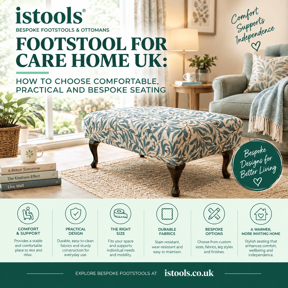 FOOTSTOOL FOR CARE HOME UK: HOW TO CHOOSE COMFORTABLE, PRACTICAL AND BESPOKE SEATING - ISTOOLS