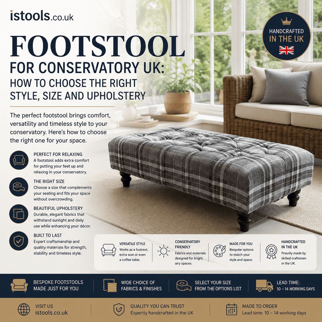 FOOTSTOOL FOR CONSERVATORY UK: HOW TO CHOOSE THE RIGHT STYLE, SIZE AND UPHOLSTERY - ISTOOLS