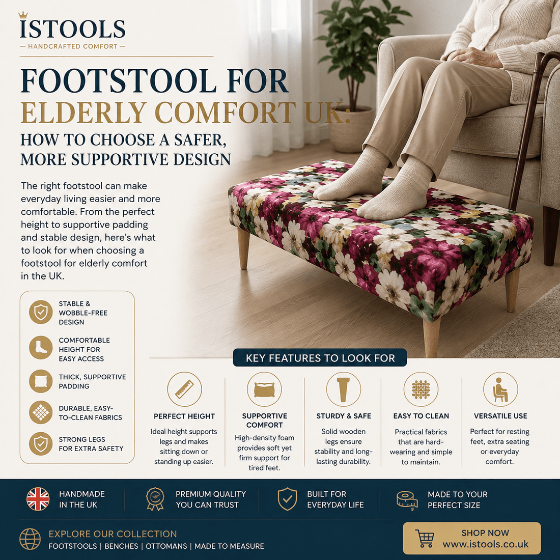 FOOTSTOOL FOR ELDERLY COMFORT UK: HOW TO CHOOSE A SAFER, MORE SUPPORTIVE DESIGN - ISTOOLS