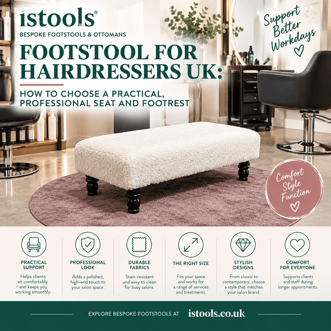 FOOTSTOOL FOR HAIRDRESSERS UK: HOW TO CHOOSE A PRACTICAL, PROFESSIONAL SEAT AND FOOTREST - ISTOOLS
