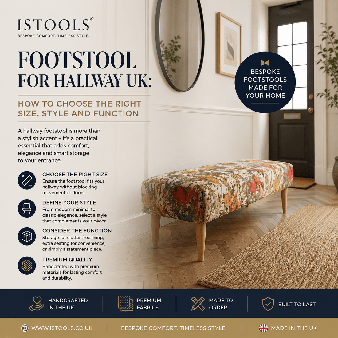 FOOTSTOOL FOR HALLWAY UK: HOW TO CHOOSE THE RIGHT SIZE, STYLE AND FUNCTION - ISTOOLS
