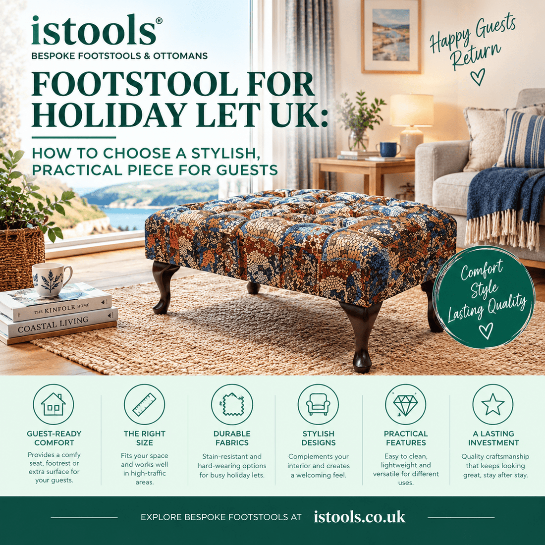 FOOTSTOOL FOR HOLIDAY LET UK: HOW TO CHOOSE A STYLISH, PRACTICAL PIECE FOR GUESTS - ISTOOLS