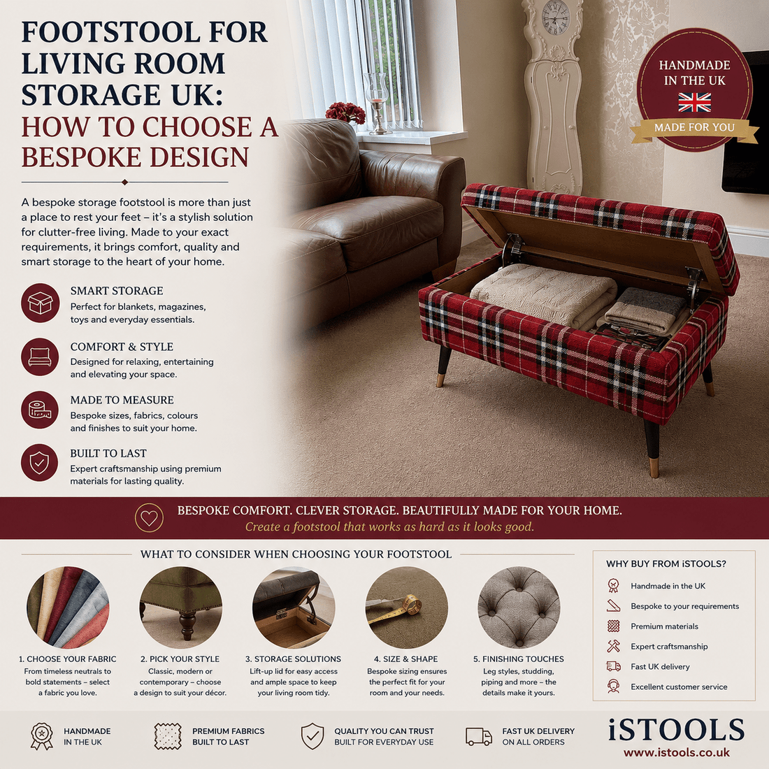 FOOTSTOOL FOR LIVING ROOM STORAGE UK: HOW TO CHOOSE A BESPOKE DESIGN - ISTOOLS