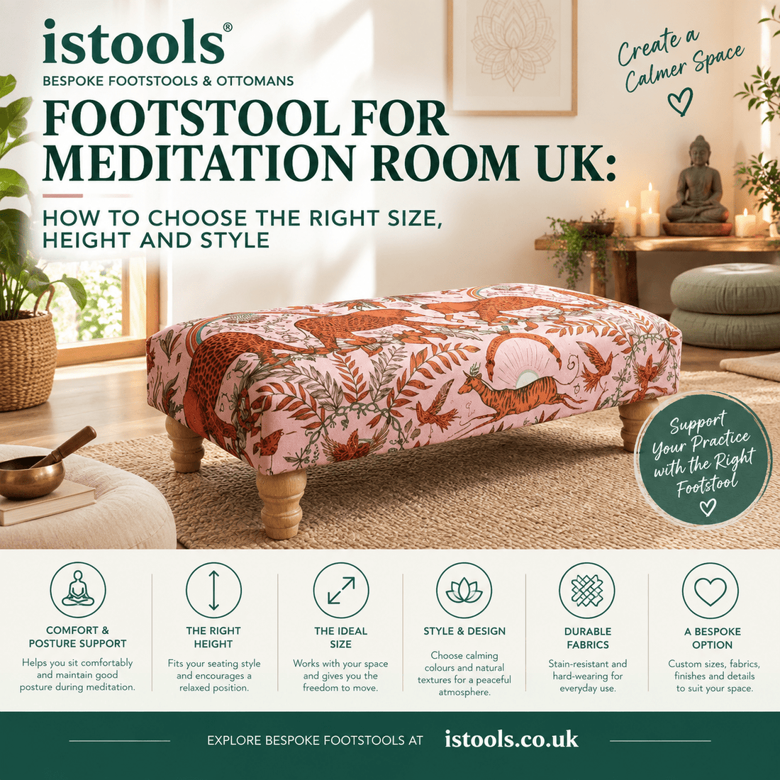 FOOTSTOOL FOR MEDITATION ROOM UK: HOW TO CHOOSE THE RIGHT SIZE, HEIGHT AND STYLE - ISTOOLS