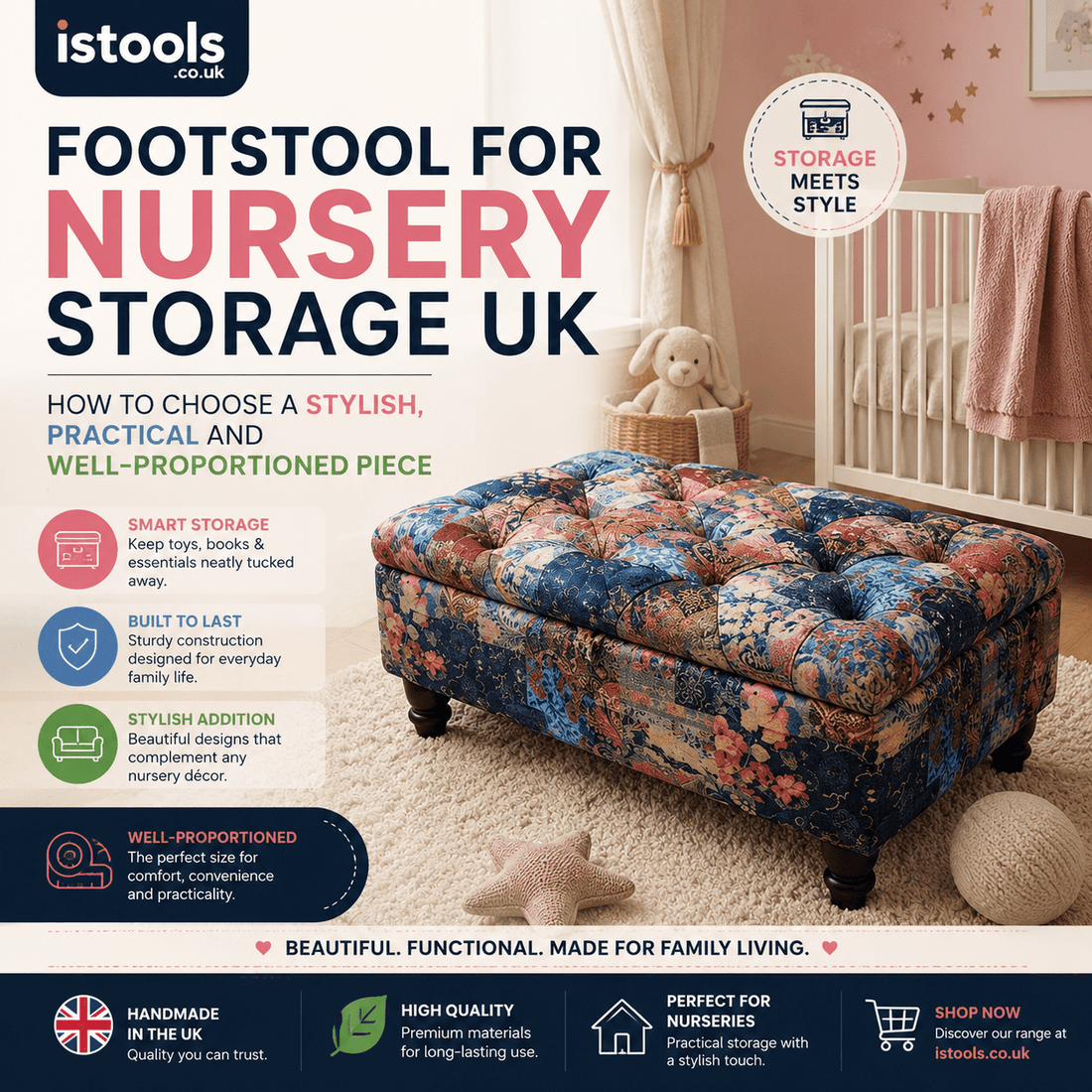 FOOTSTOOL FOR NURSERY STORAGE UK: HOW TO CHOOSE A STYLISH, PRACTICAL AND WELL-PROPORTIONED PIECE - ISTOOLS