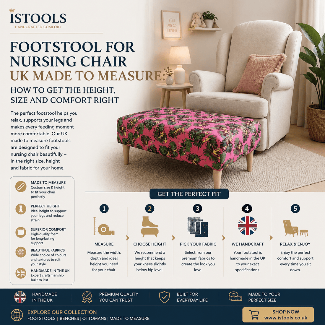 FOOTSTOOL FOR NURSING CHAIR UK MADE TO MEASURE: HOW TO GET THE HEIGHT, SIZE AND COMFORT RIGHT - ISTOOLS