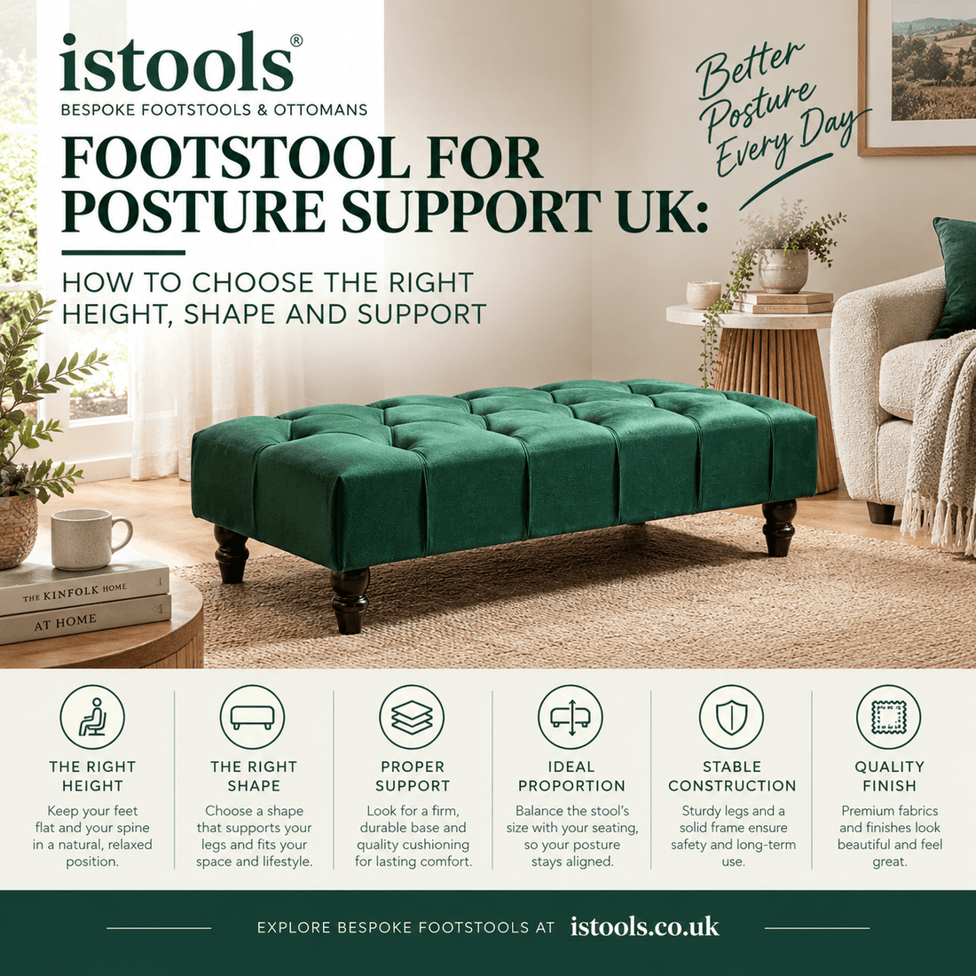 FOOTSTOOL FOR POSTURE SUPPORT UK: HOW TO CHOOSE THE RIGHT HEIGHT, SHAPE AND SUPPORT - ISTOOLS