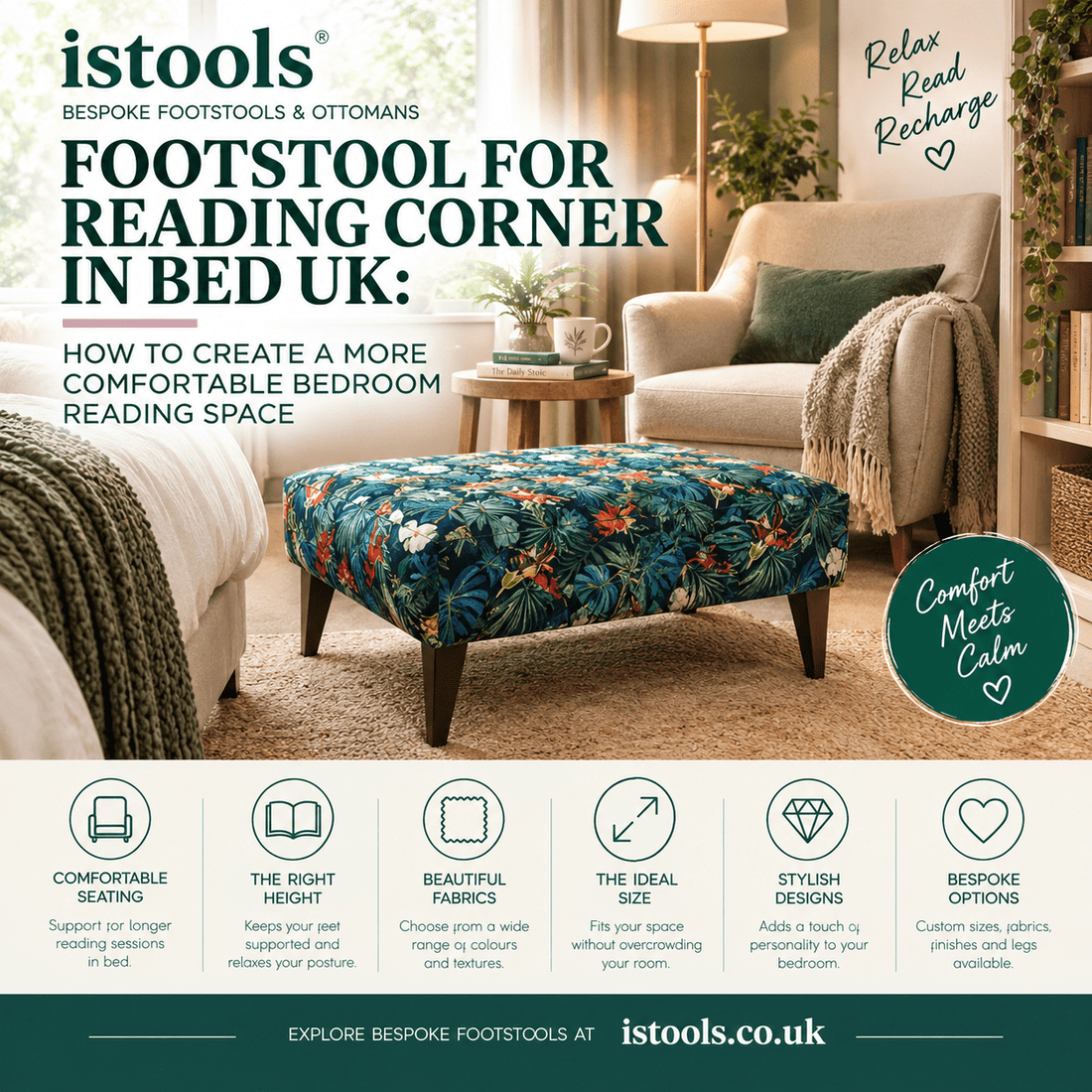 FOOTSTOOL FOR READING CORNER IN BED UK: HOW TO CREATE A MORE COMFORTABLE BEDROOM READING SPACE - ISTOOLS