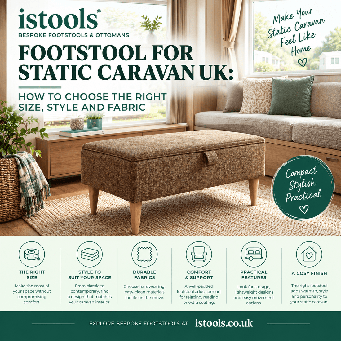 FOOTSTOOL FOR STATIC CARAVAN UK: HOW TO CHOOSE THE RIGHT SIZE, STYLE AND FABRIC - ISTOOLS