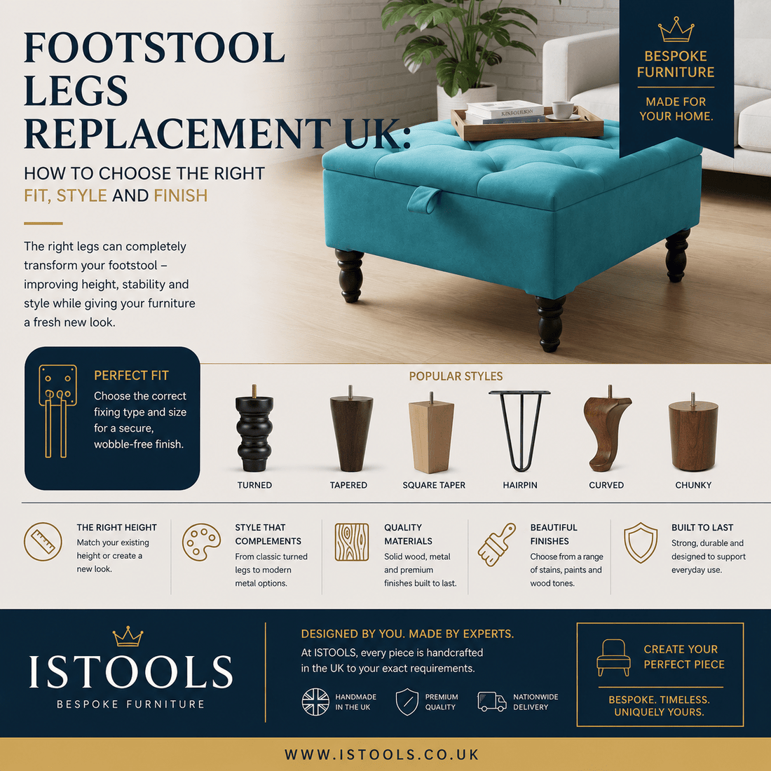 FOOTSTOOL LEGS REPLACEMENT UK: HOW TO CHOOSE THE RIGHT FIT, STYLE AND FINISH - ISTOOLS