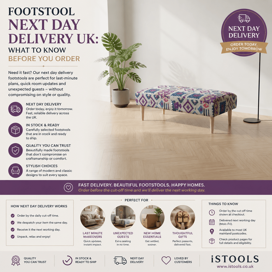 FOOTSTOOL NEXT DAY DELIVERY UK: WHAT TO KNOW BEFORE YOU ORDER - ISTOOLS