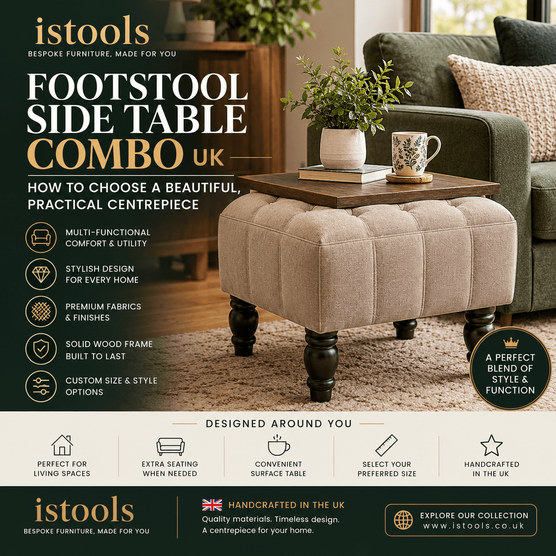FOOTSTOOL SIDE TABLE COMBO UK: HOW TO CHOOSE A BEAUTIFUL, PRACTICAL CENTREPIECE - ISTOOLS