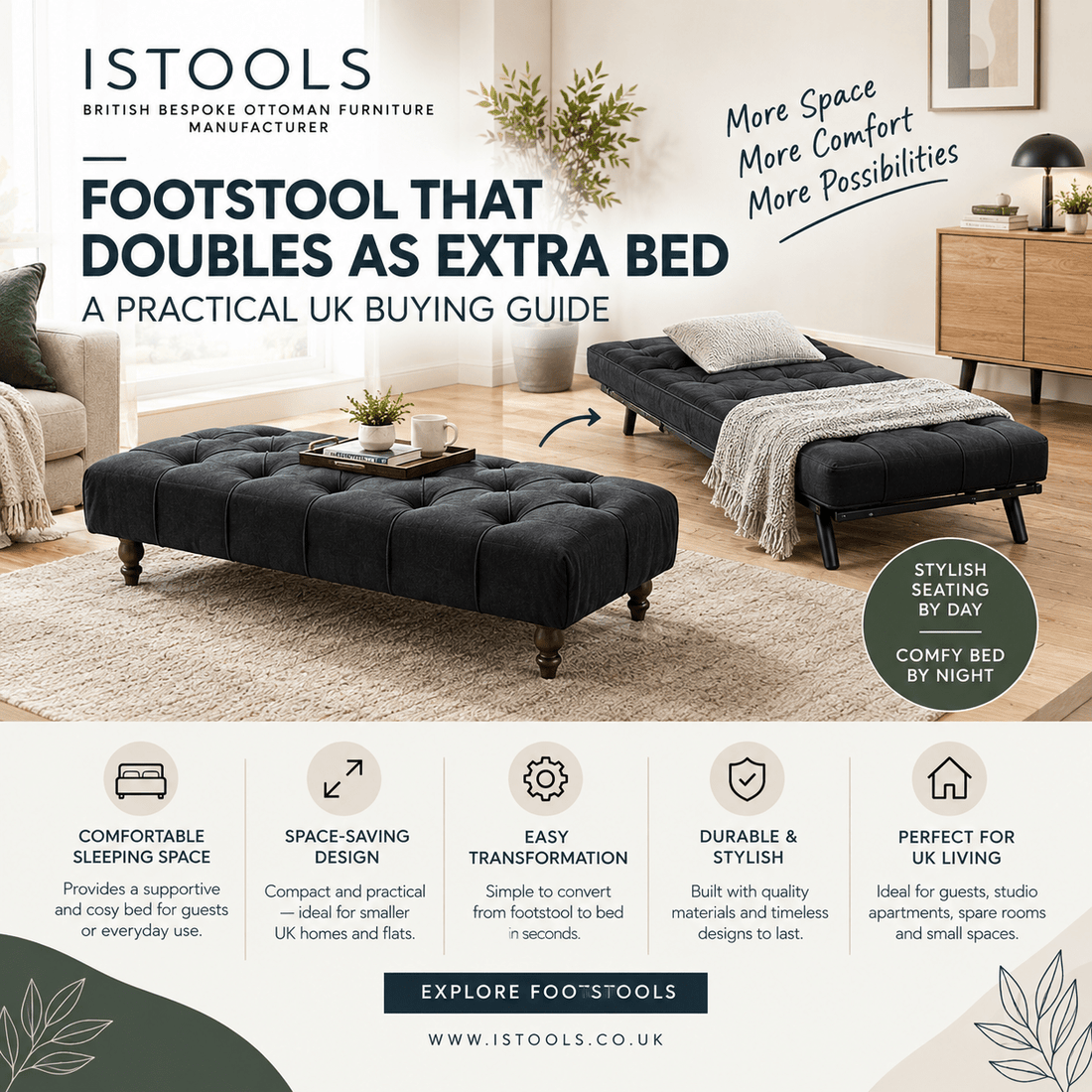 FOOTSTOOL THAT DOUBLES AS EXTRA BED: A PRACTICAL UK BUYING GUIDE - ISTOOLS