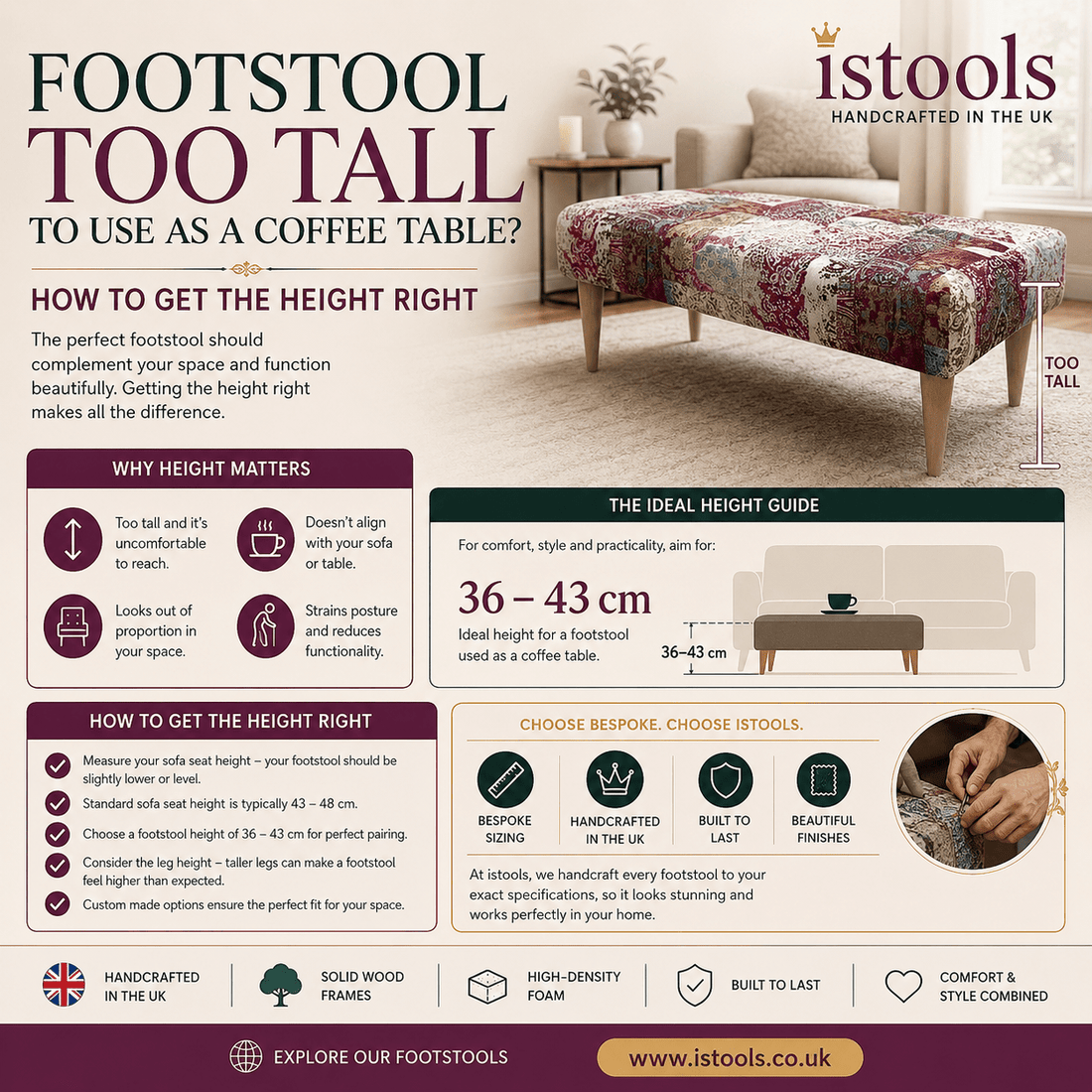 FOOTSTOOL TOO TALL TO USE AS A COFFEE TABLE? HOW TO GET THE HEIGHT RIGHT - ISTOOLS