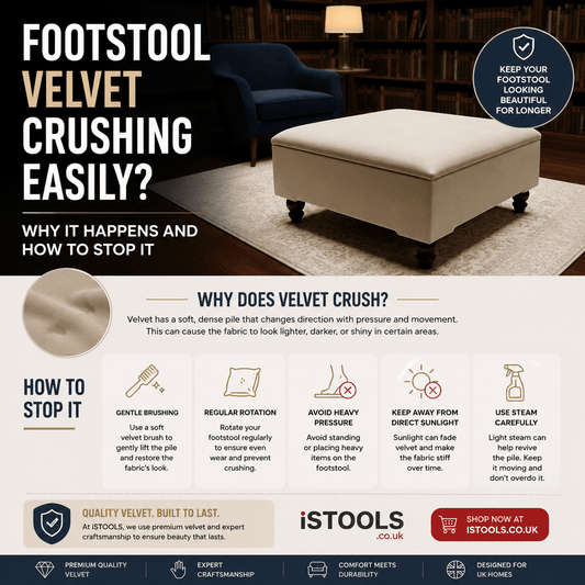 FOOTSTOOL VELVET CRUSHING EASILY? WHY IT HAPPENS AND HOW TO STOP IT - ISTOOLS
