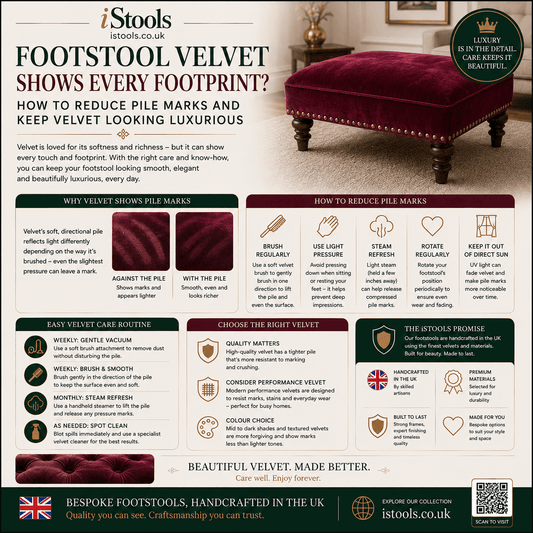 FOOTSTOOL VELVET SHOWS EVERY FOOTPRINT: HOW TO REDUCE PILE MARKS AND KEEP VELVET LOOKING LUXURIOUS - ISTOOLS