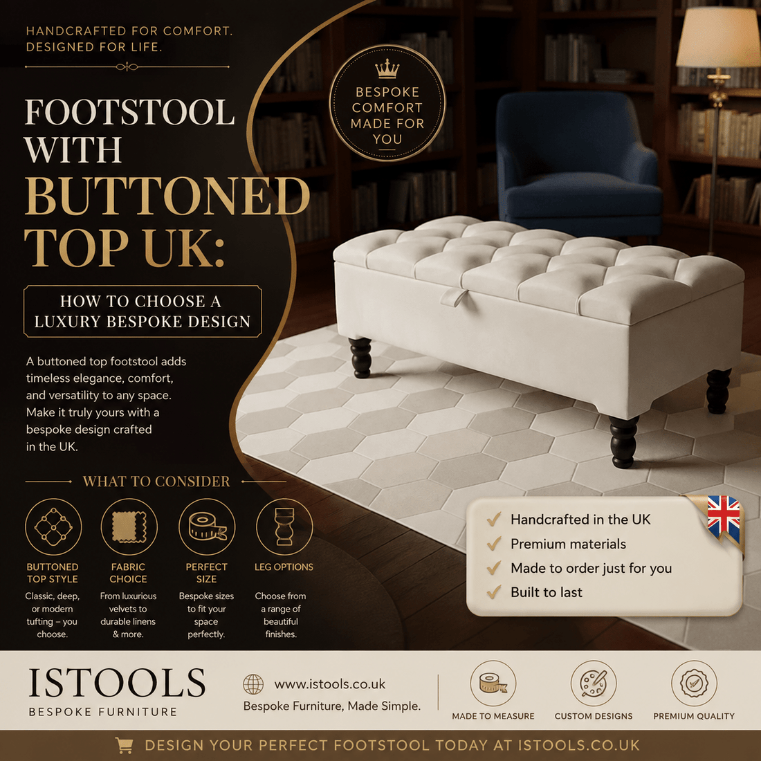 FOOTSTOOL WITH BUTTONED TOP UK: HOW TO CHOOSE A LUXURY BESPOKE DESIGN - ISTOOLS