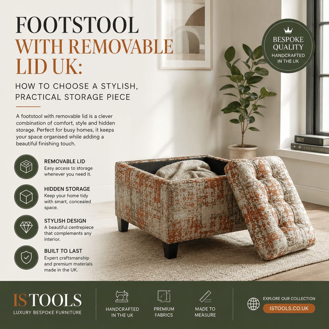FOOTSTOOL WITH REMOVABLE LID UK: HOW TO CHOOSE A STYLISH, PRACTICAL STORAGE PIECE - ISTOOLS