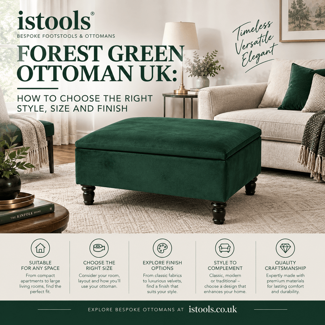 FOREST GREEN OTTOMAN UK: HOW TO CHOOSE THE RIGHT STYLE, SIZE AND FINISH - ISTOOLS