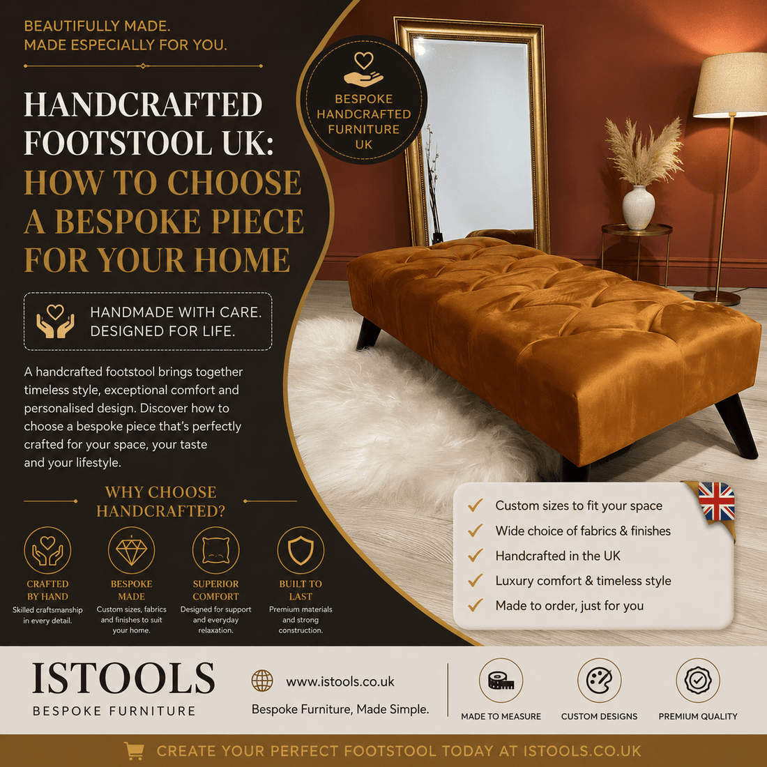 HANDCRAFTED FOOTSTOOL UK: HOW TO CHOOSE A BESPOKE PIECE FOR YOUR HOME - ISTOOLS