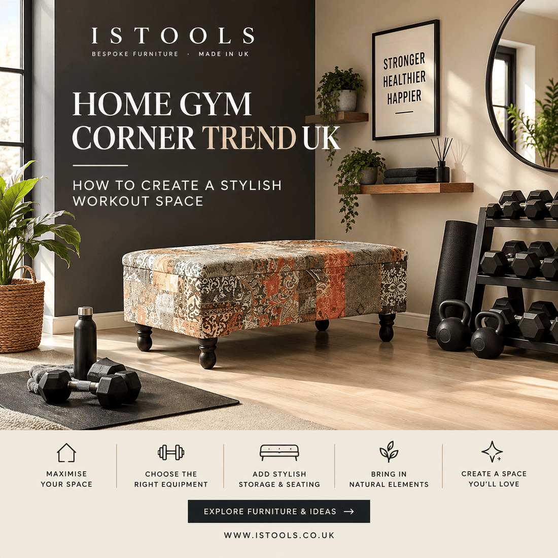 HOME GYM CORNER TREND UK: HOW TO CREATE A STYLISH WORKOUT SPACE - ISTOOLS