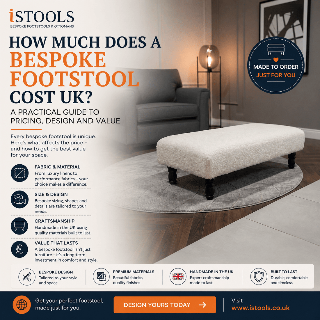 HOW MUCH DOES A BESPOKE FOOTSTOOL COST UK? A PRACTICAL GUIDE TO PRICING, DESIGN AND VALUE - ISTOOLS