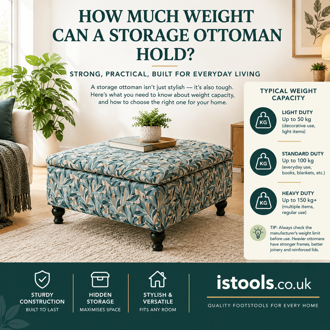 HOW MUCH WEIGHT CAN A STORAGE OTTOMAN HOLD? - ISTOOLS