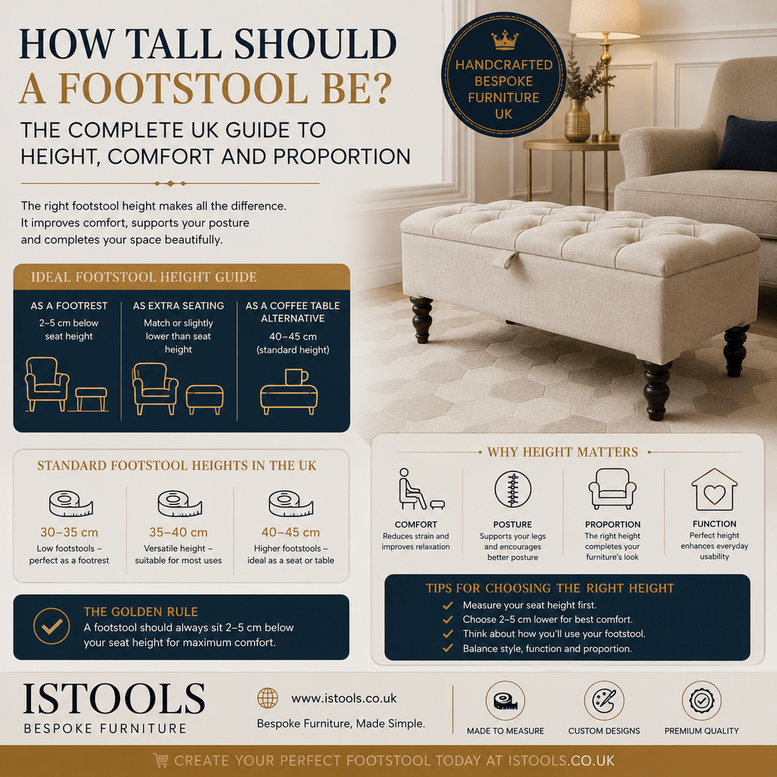 HOW TALL SHOULD A FOOTSTOOL BE? THE COMPLETE UK GUIDE TO HEIGHT, COMFORT AND PROPORTION - ISTOOLS